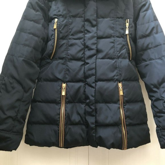 Costa Blanca Puffer Jacket Gold Zipper Accent Navy Color EUC - Picture 5 of 10